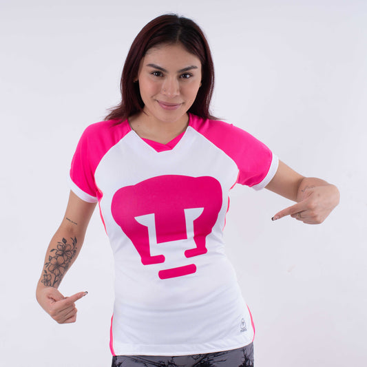 Blusa PUMAS para Dama – Estilo Moderno en Blanco y Rosa