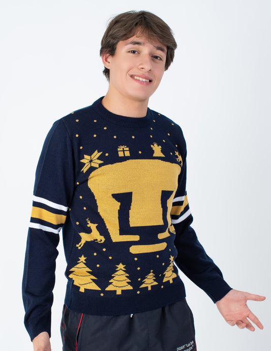 Suéter Navideño Retro Pumas UNAM | Diseño Festivo Oficial | Calidez, Estilo y Comodidad