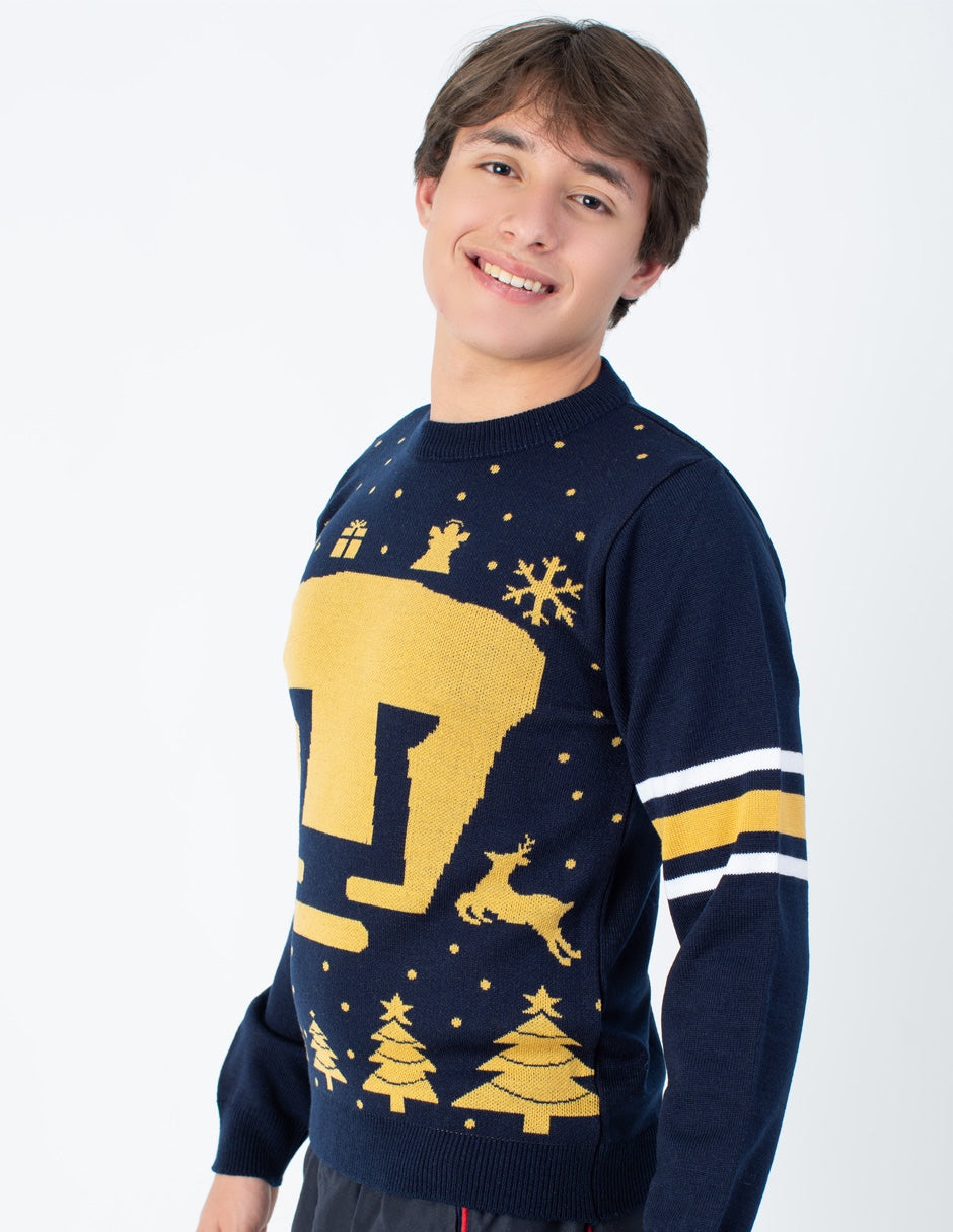 Suéter Navideño Retro Pumas UNAM | Diseño Festivo Oficial | Calidez, Estilo y Comodidad
