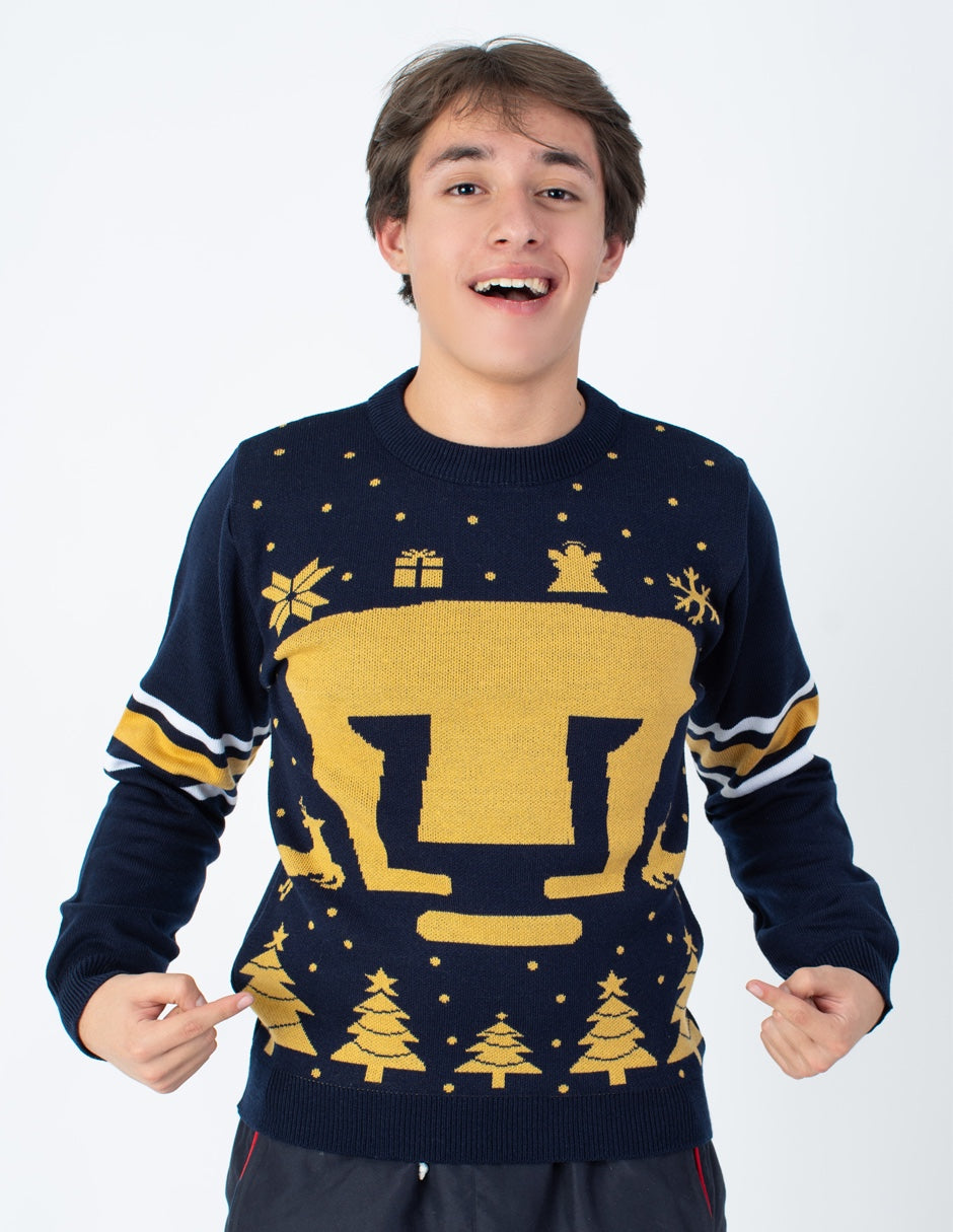 Suéter Navideño Retro Pumas UNAM | Diseño Festivo Oficial | Calidez, Estilo y Comodidad