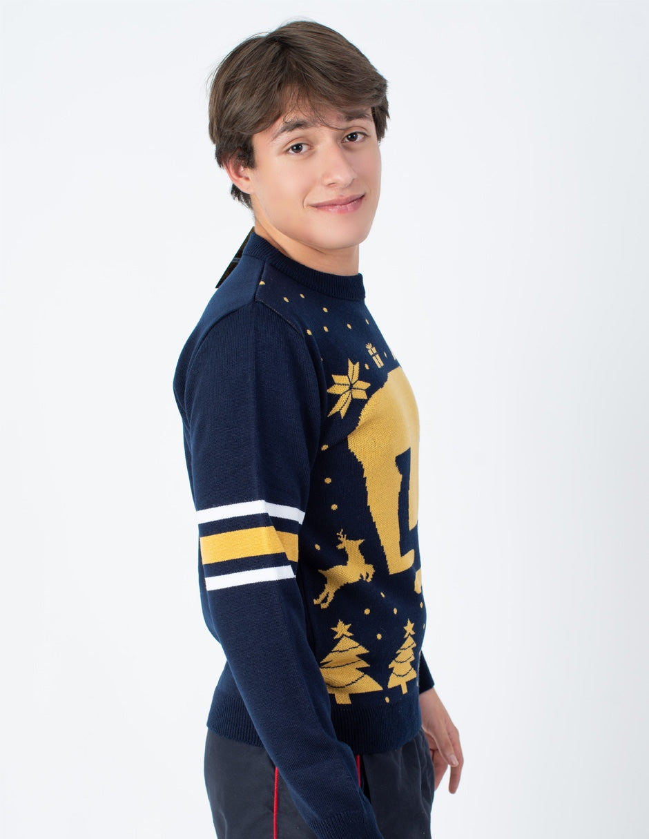 Suéter Navideño Retro Pumas UNAM | Diseño Festivo Oficial | Calidez, Estilo y Comodidad